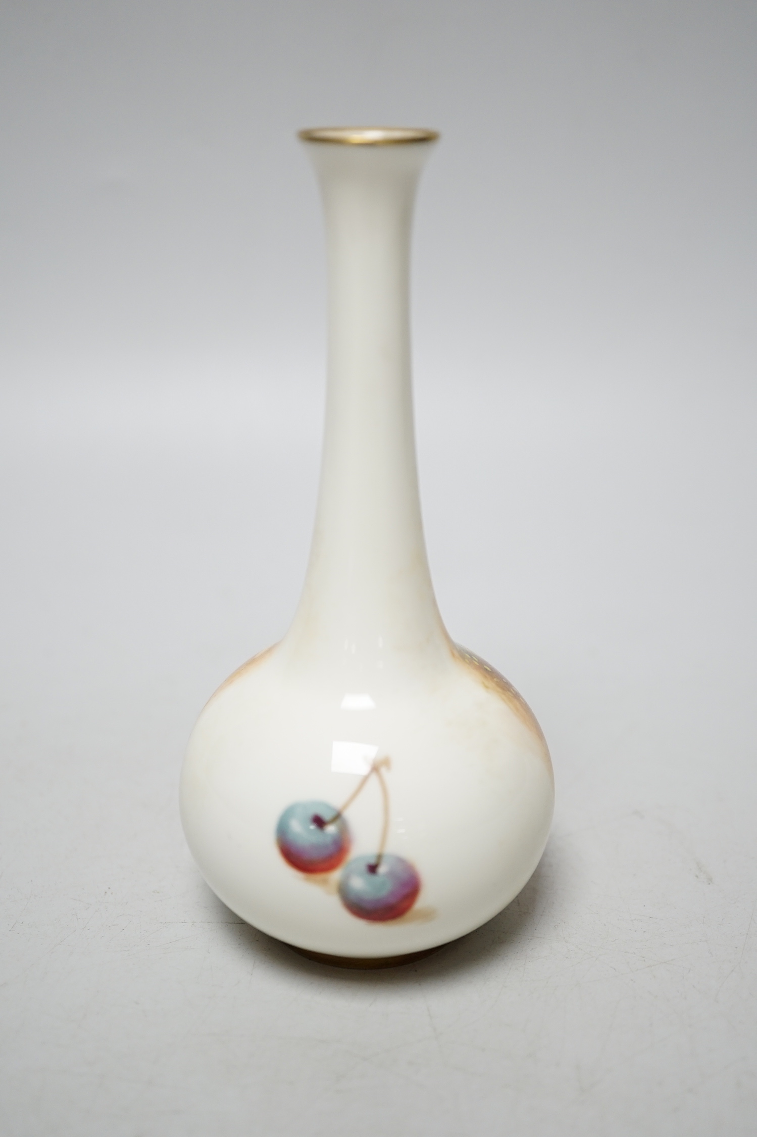 A Royal Worcester amphora shaped vase painted with fruit by Roberts, signed, black mark, shape 2491